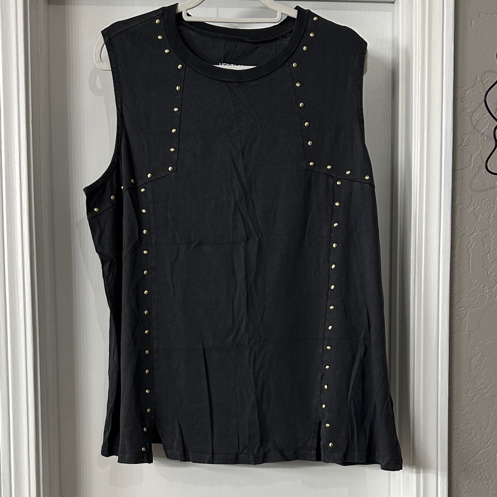 torrid Grey/ Black Sleeveless Studded Tank Top